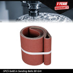 Set of 5 Sanding Belts 6x48 in 80 Grit for Belt Sander