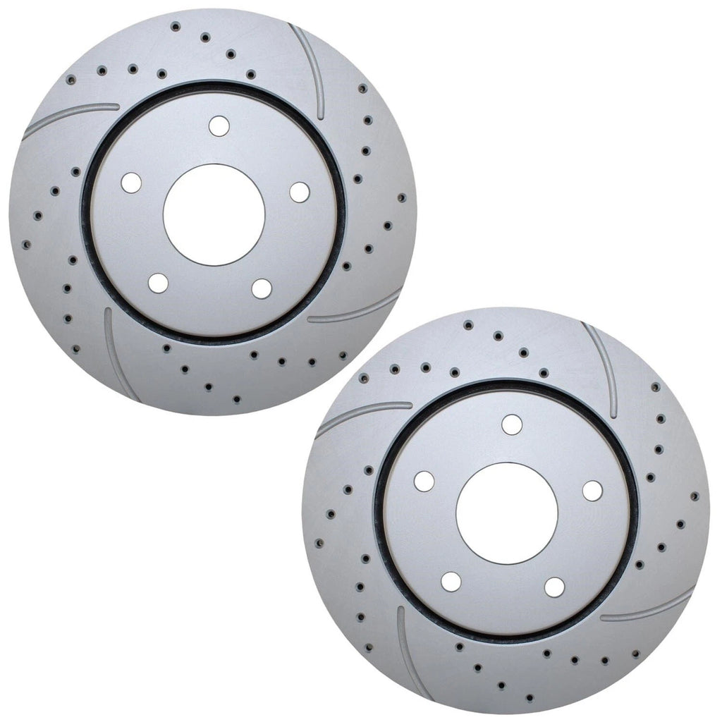 Set of 2 Front Drilled 302mm Brake Rotors for Chrysler Dodge Ram VW