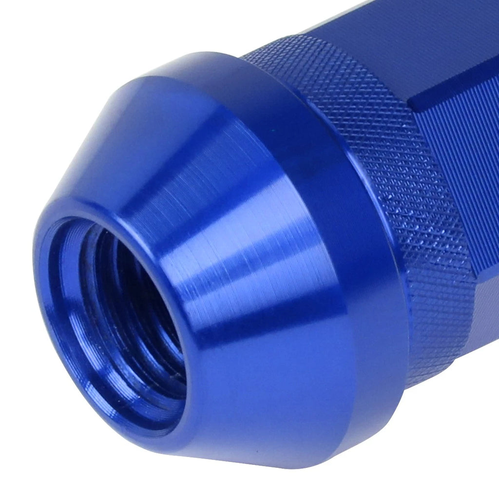 Set of 20 J2 7075 Forged Aluminum M12X1.5 Open-End Lug Nuts w/Adapter Blue