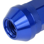 Set of 20 J2 7075 Forged Aluminum M12X1.5 Open-End Lug Nuts w/Adapter Blue