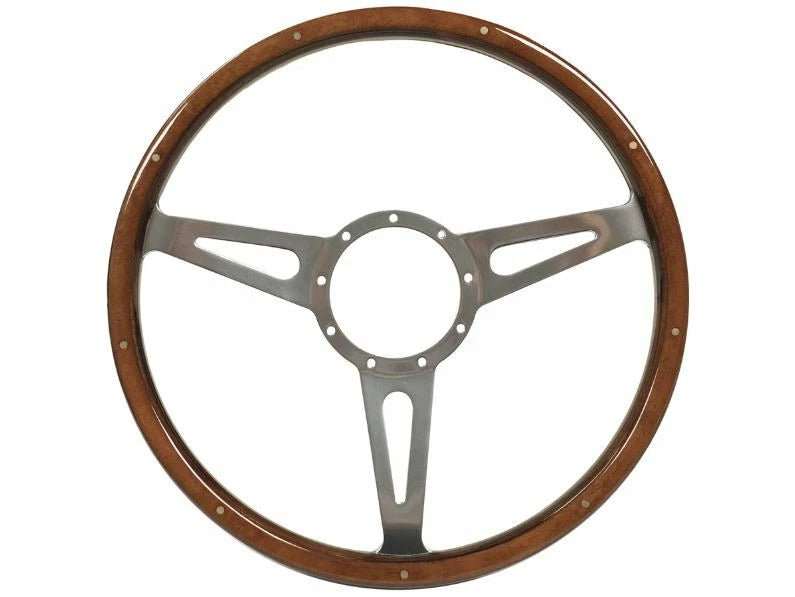 15 Inch Polished Walnut Steering Wheel with Horn for 1968–1978 Ford Mustang