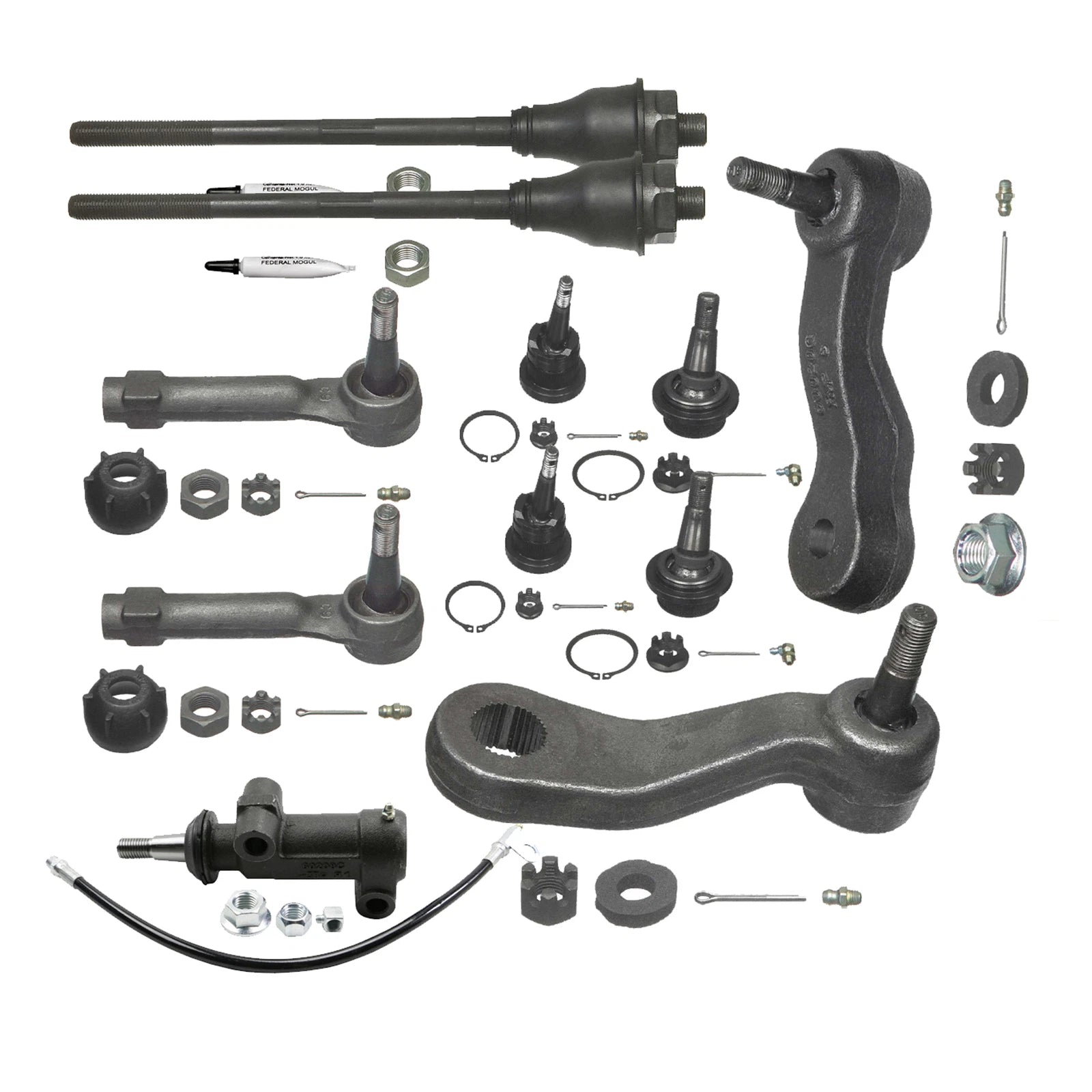 Set of 4 Moog Front Tie Rod Ends, Ball Joints, Idler & Pitman Arms for Cadillac Chevrolet
