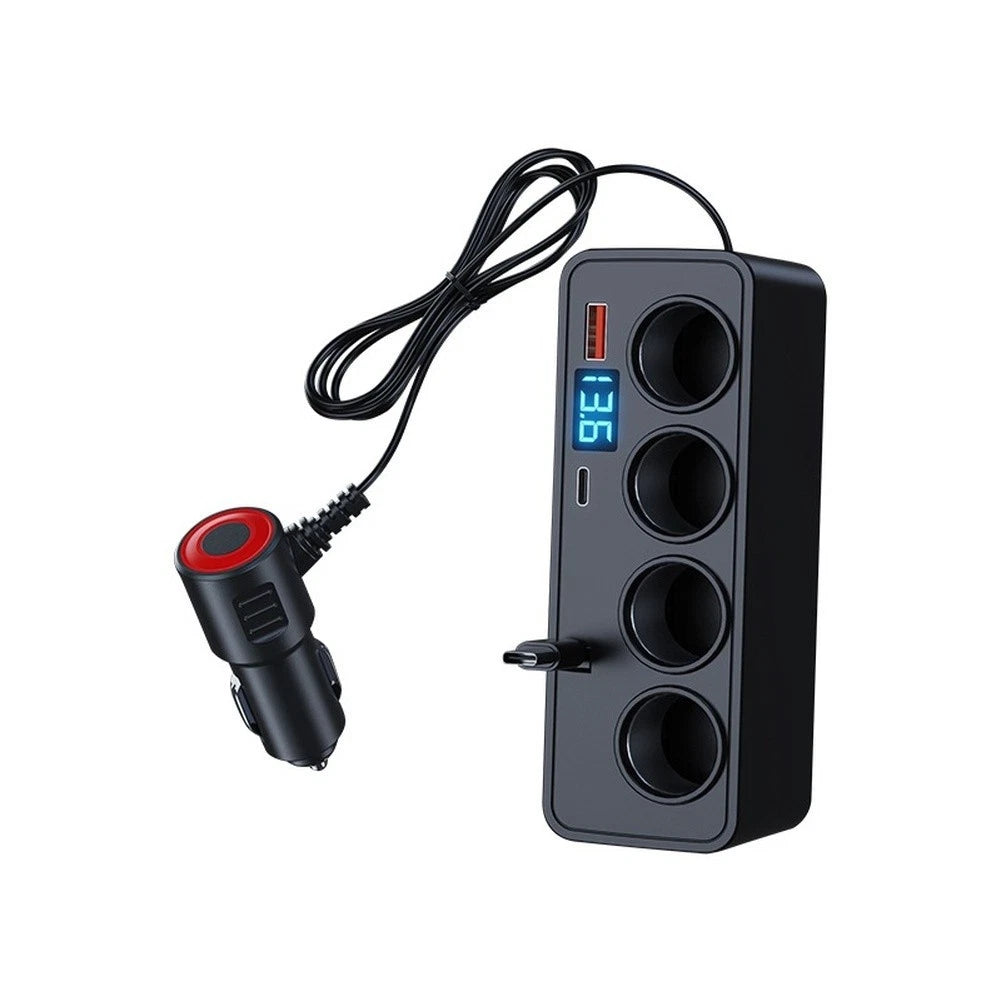 4X Car Outlet Charger 120W with Voltage Monitor for 12V 24V Cars
