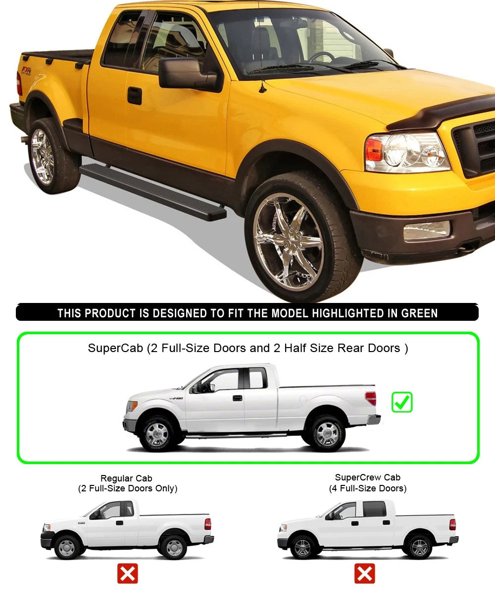 iBoard Running Boards for Ford F150 Super Cab (2004-2008) 5 Inch Matte Black