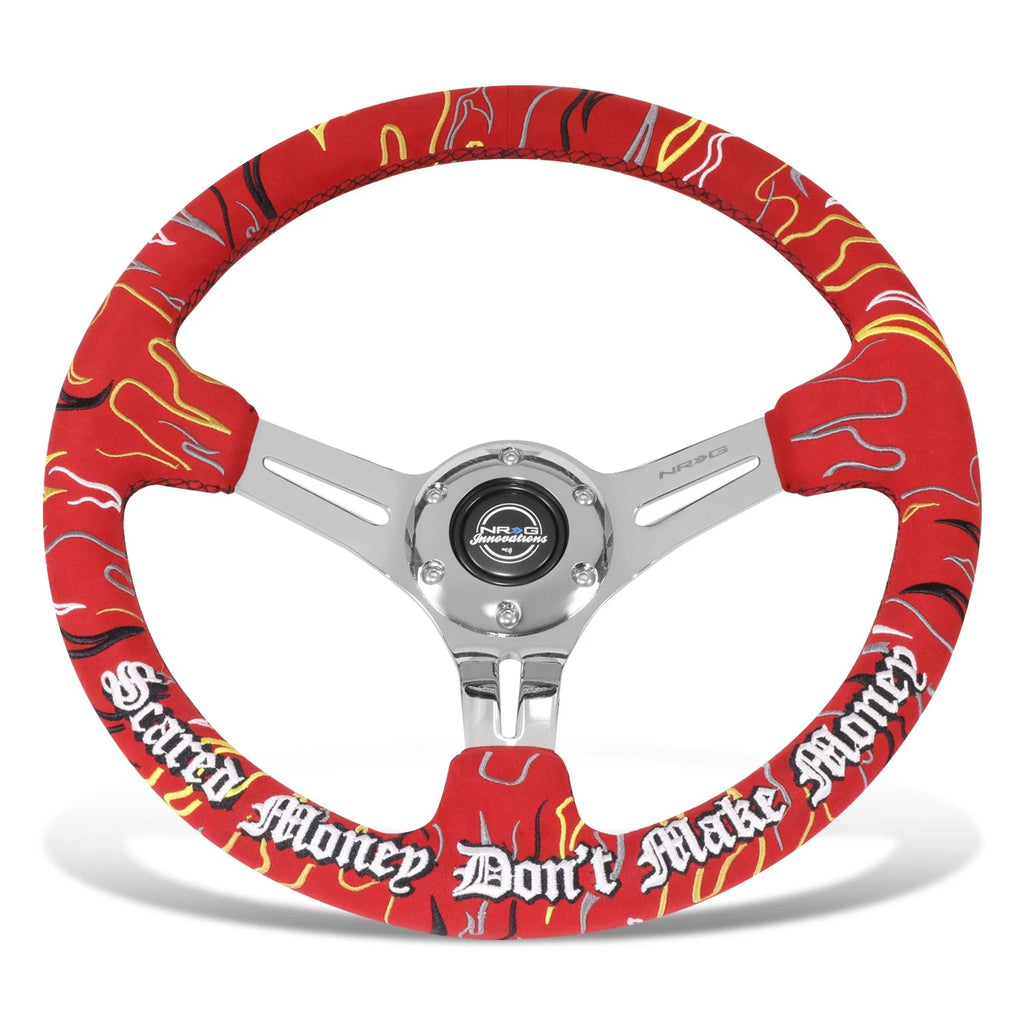 NRG RST-018CH-RLR 350mm 3" Dish Steering Wheel with Horn Button