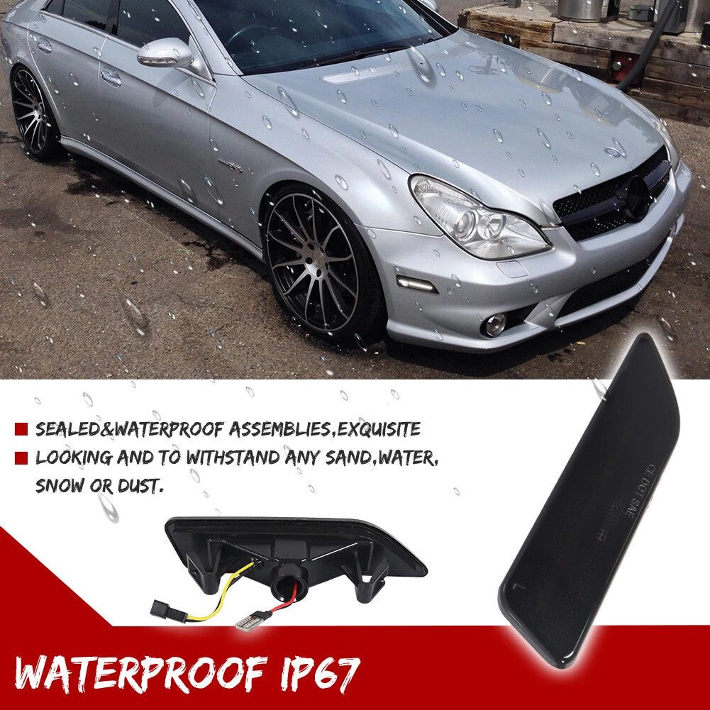 Smoke White LED Bumper Side Marker Lights for Mercedes Benz CLS-Class (2006–2011)
