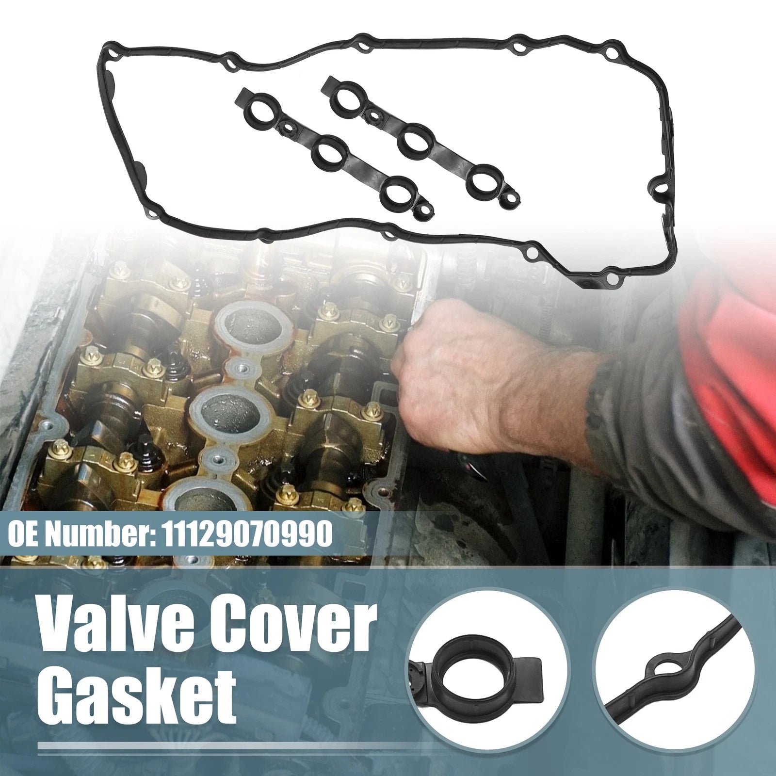 Set of 1 Valve Cover Gasket NO. 11129070990 for BMW 320i (2001–2002), 323Ci (2000)