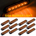 12PCS Amber LED Marker Side Lights for Trailer Truck RV Pickup EV