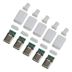 5pcs USB 3.1 Type C Male Plug PCB Board Welding Line with Shell