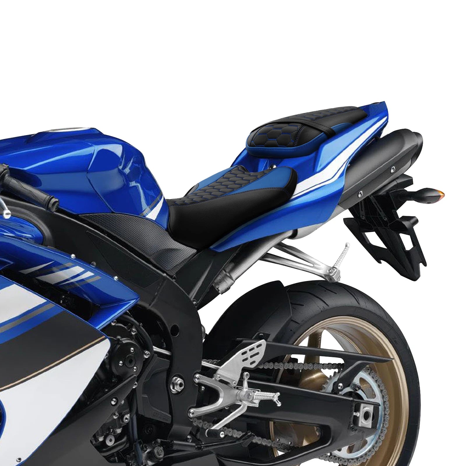 Driver & Passenger Seats for Yamaha YZF R1 (2007–2008) Black Blue