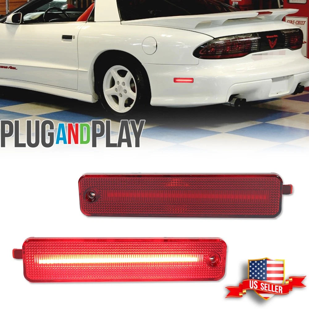 Red Lens LED Rear Bumper Side Marker Lights for Pontiac Firebird Trans AM (1993–2002)