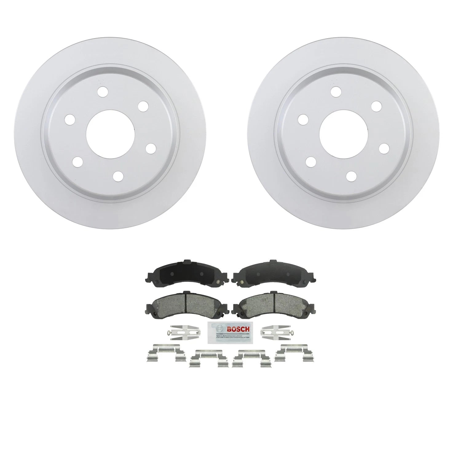 Bosch Rear Disc Brake Rotors & Semi-Met Brake Pads Kit for Escalade Sierra 1500 (2007–2014)