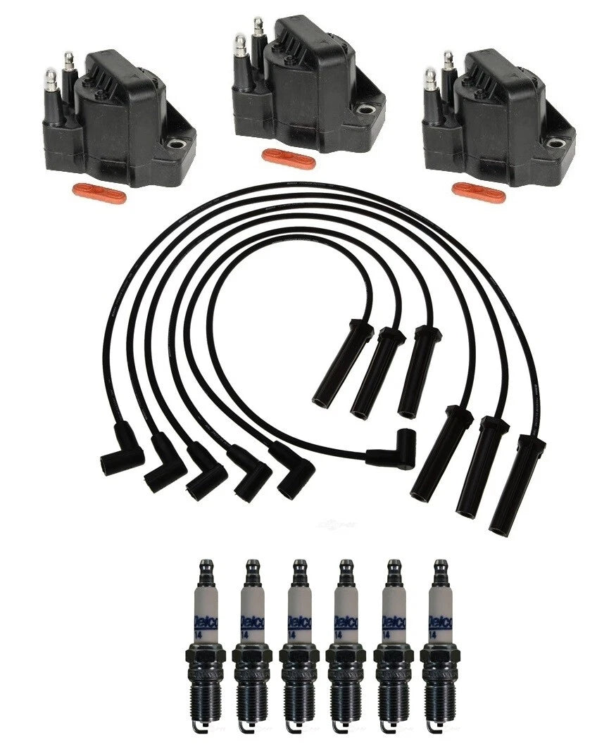 Ignition Wires & Coils Set of 3 with 6 Spark Plugs for Chevy Buick Pontiac