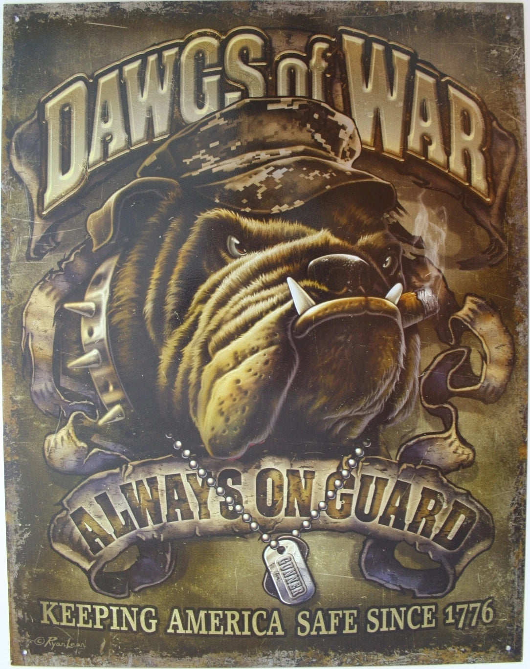 Vintage Replica Tin Metal Sign - Dawgs of War 1776 USA Military 2148