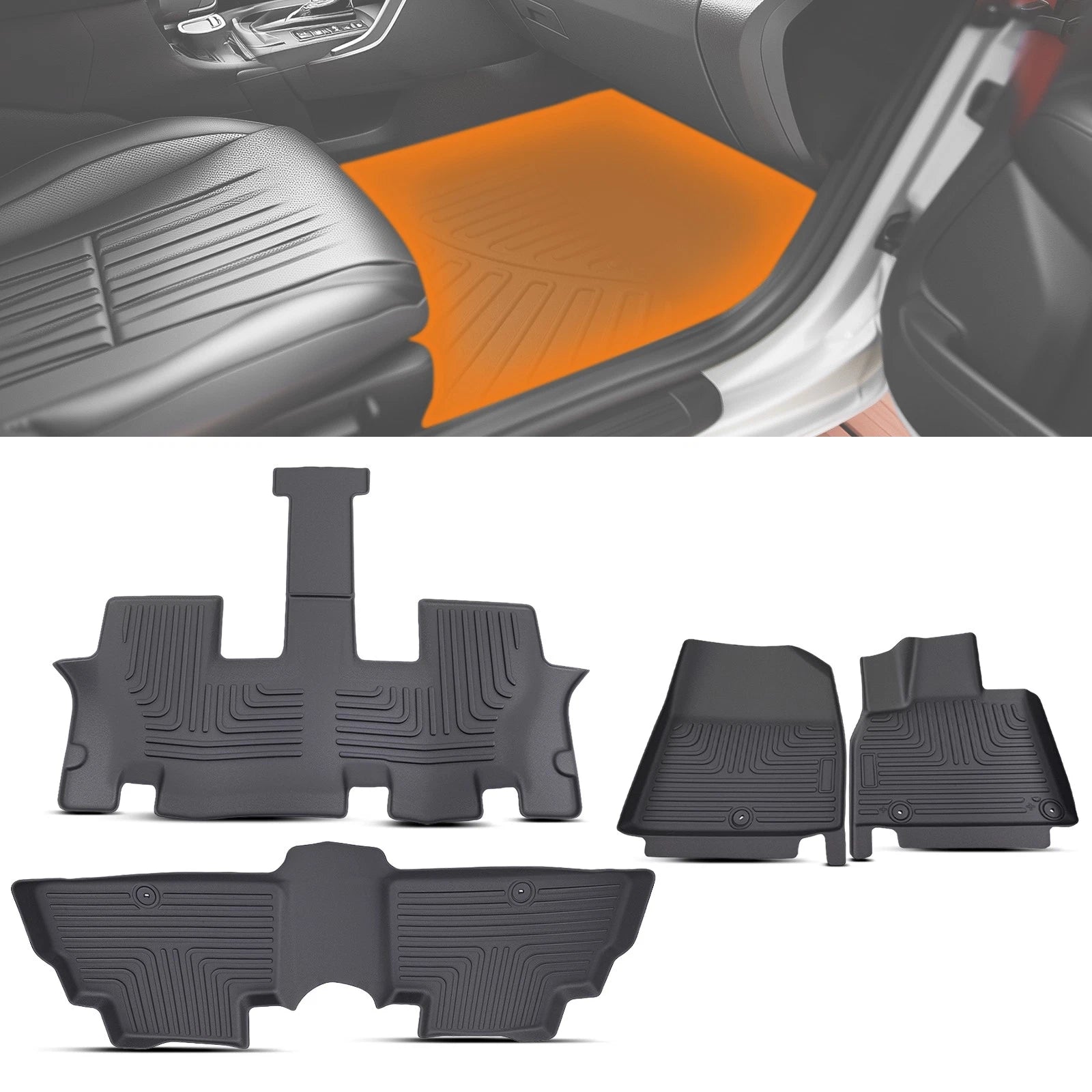 Set of 2 TPE All Weather Anti-Slip Floor Mats for Kia Telluride (2020–2025)