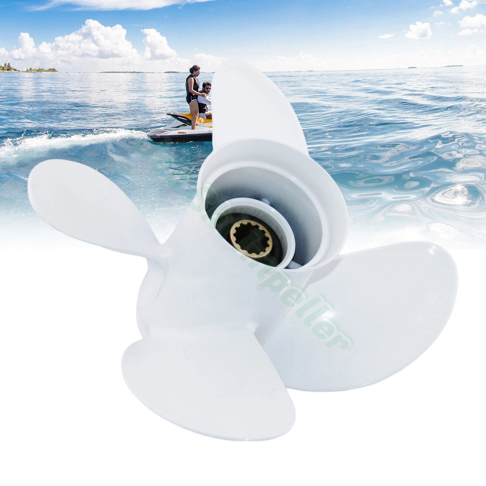 Outboard Propeller 10 5/8x12 for Yamaha 25-60HP (T25 F30 F40 F50) Aluminum 4 Blade