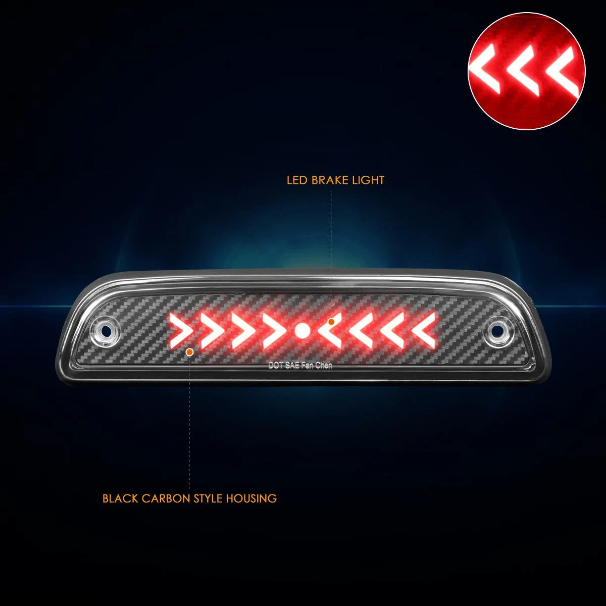 Pulse Flash Arrow LED Third Tail Brake Light for Toyota Tacoma (1995–2021)