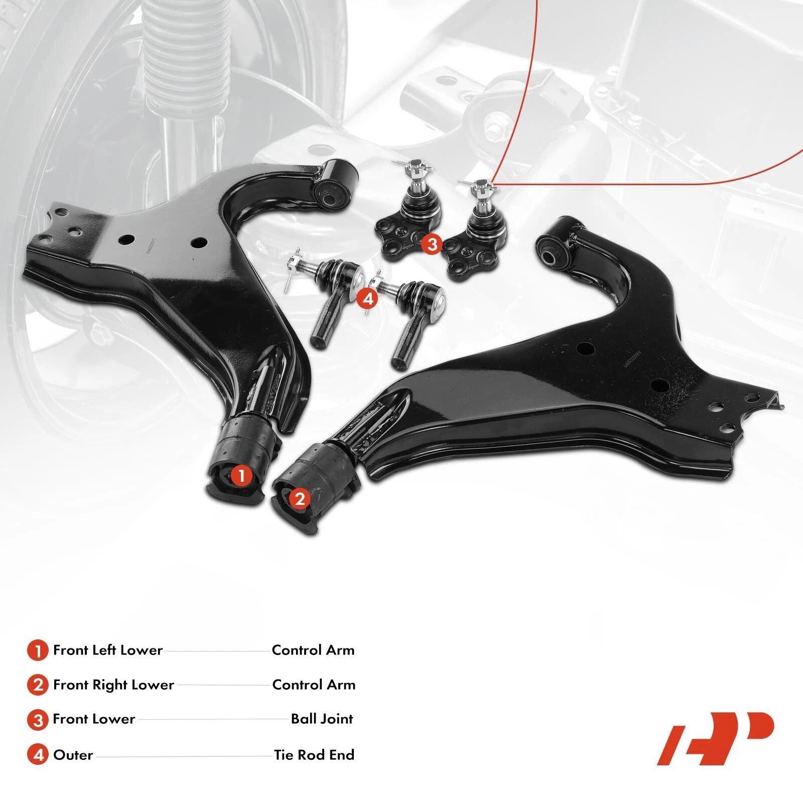 6X Front Control Arm Tie Rod with Ball Joint for Nissan Pathfinder (1996–2004)