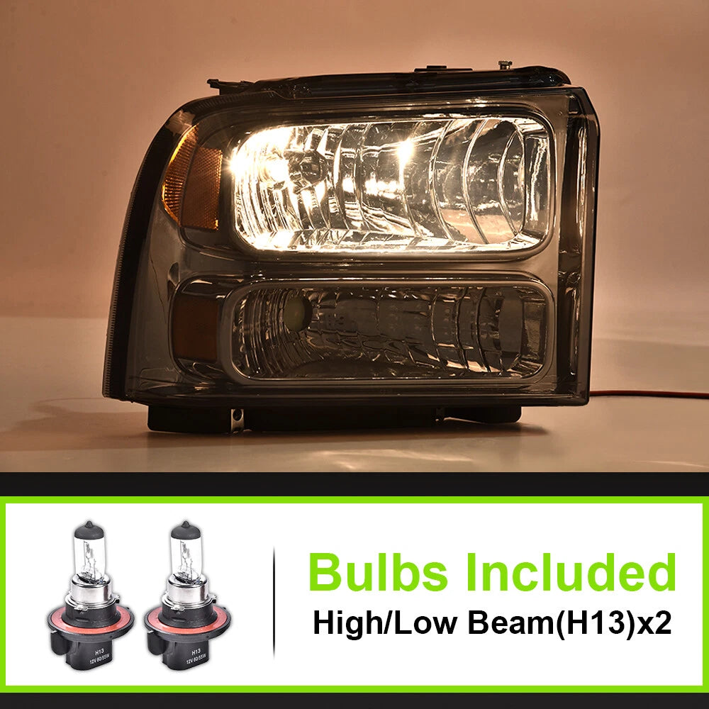 Smoke Conversion Headlights for Ford F250 F350 Super Duty Excursion (1999–2004)