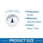 Set of 10 Precision 17.0mm Steel Ball Bearings G100