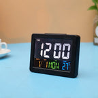 LED Wall Desk Clock with Calendar and Temperature for Home Office (02-19)
