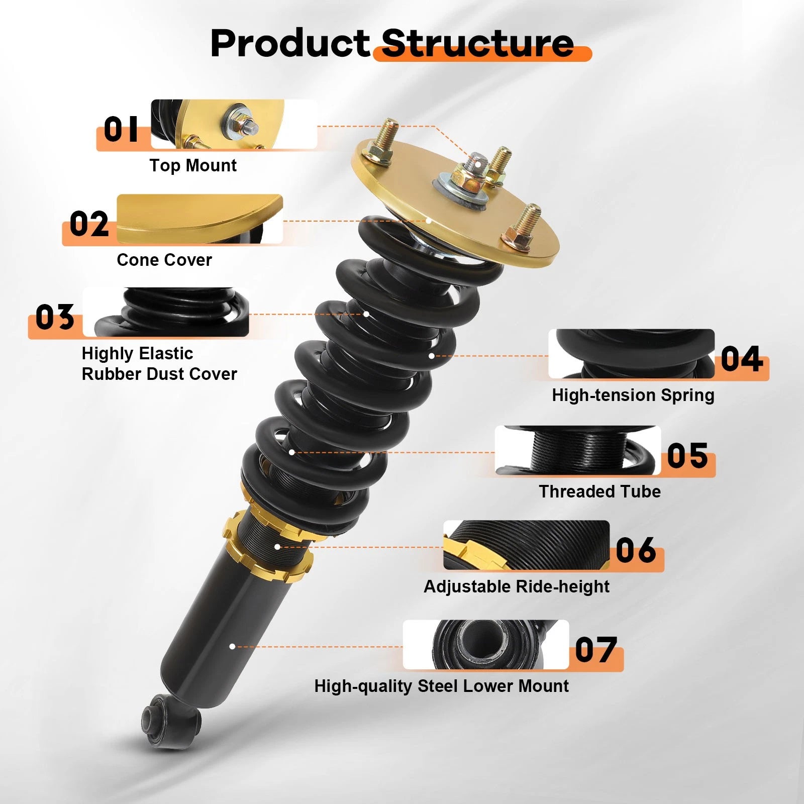 Coilovers for Lexus IS250 IS350 RWD (2006–2013) Adjustable Height Suspension