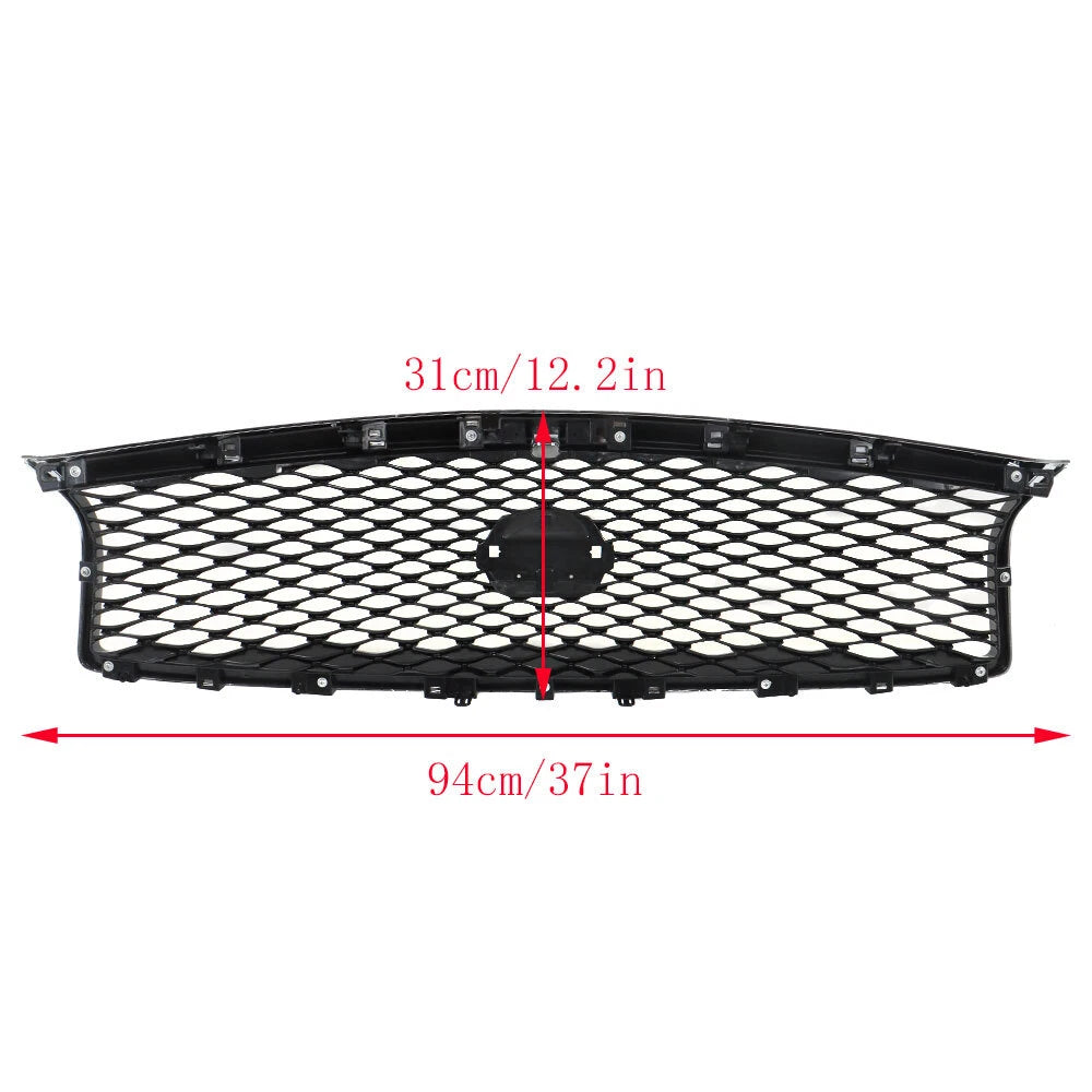Front Upper Grille for Infiniti Q70 Q70L (2015–2019) Chrome with Camera Hole
