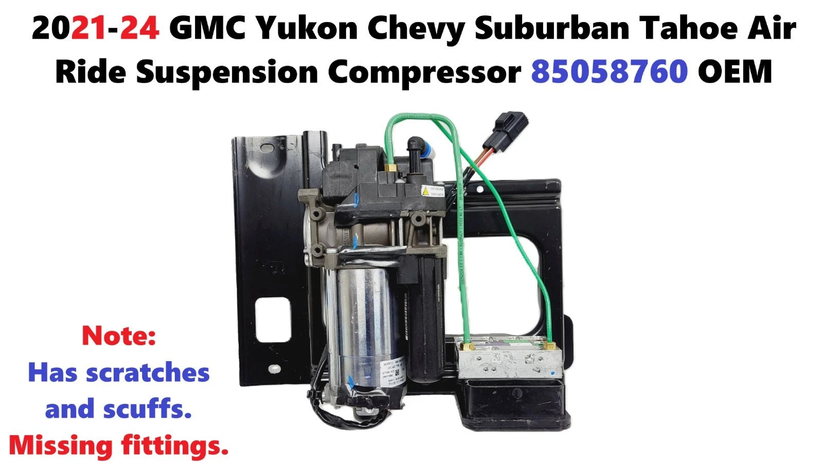 Air Ride Suspension Compressor for GMC Yukon, Chevy Suburban, Tahoe (2021–2024) 85058760