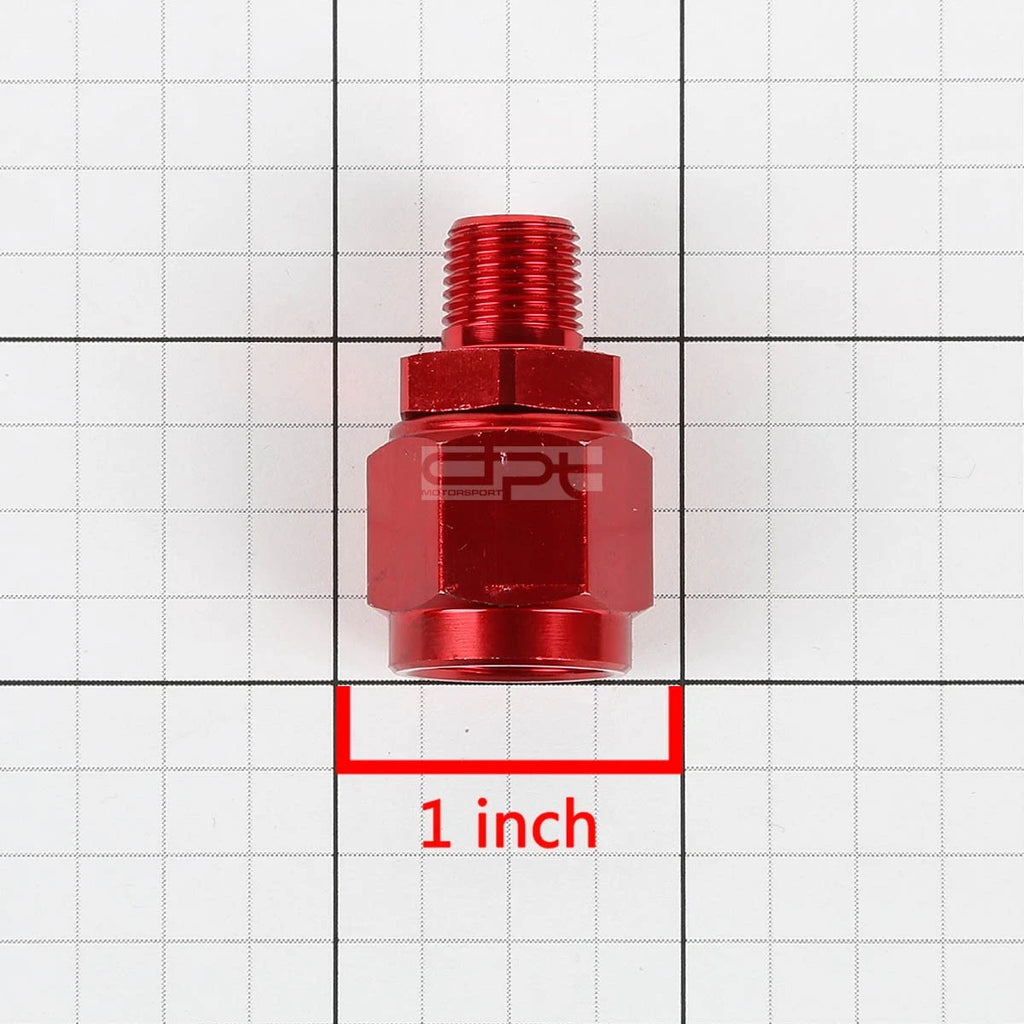 6-AN Female Flare to 1/8" NPT Male Red Aluminum B-Nut Swivel Coupler Fitting