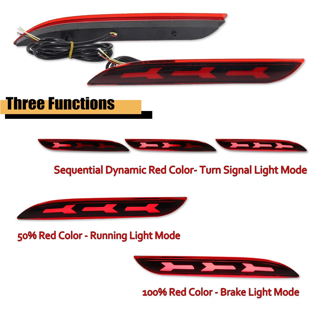 Red Lens Rear Bumper Reflectors for Ford Mustang (2015–2017)