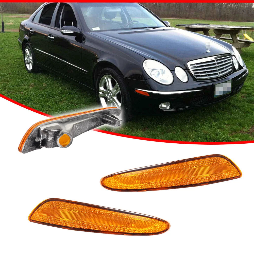 Amber Front Fender Side Marker Light Covers for Mercedes W211 E-Class