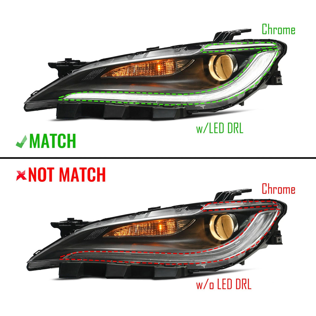 Halogen Headlight Set for Chrysler 200 (2015–2017) w/LED DRL, Chrome