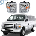 Set of 2 Halogen Headlights Assembly for Ford E150-E650 (2008–2014) Chrome