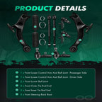 Set of 8 Front Control Arms Ball Joints Tie Rod Ends for Toyota Camry (1992–1996)