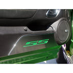 Door Panel Kick Plates Stainless Replacement with Purple CF for 2010-2015 Camaro