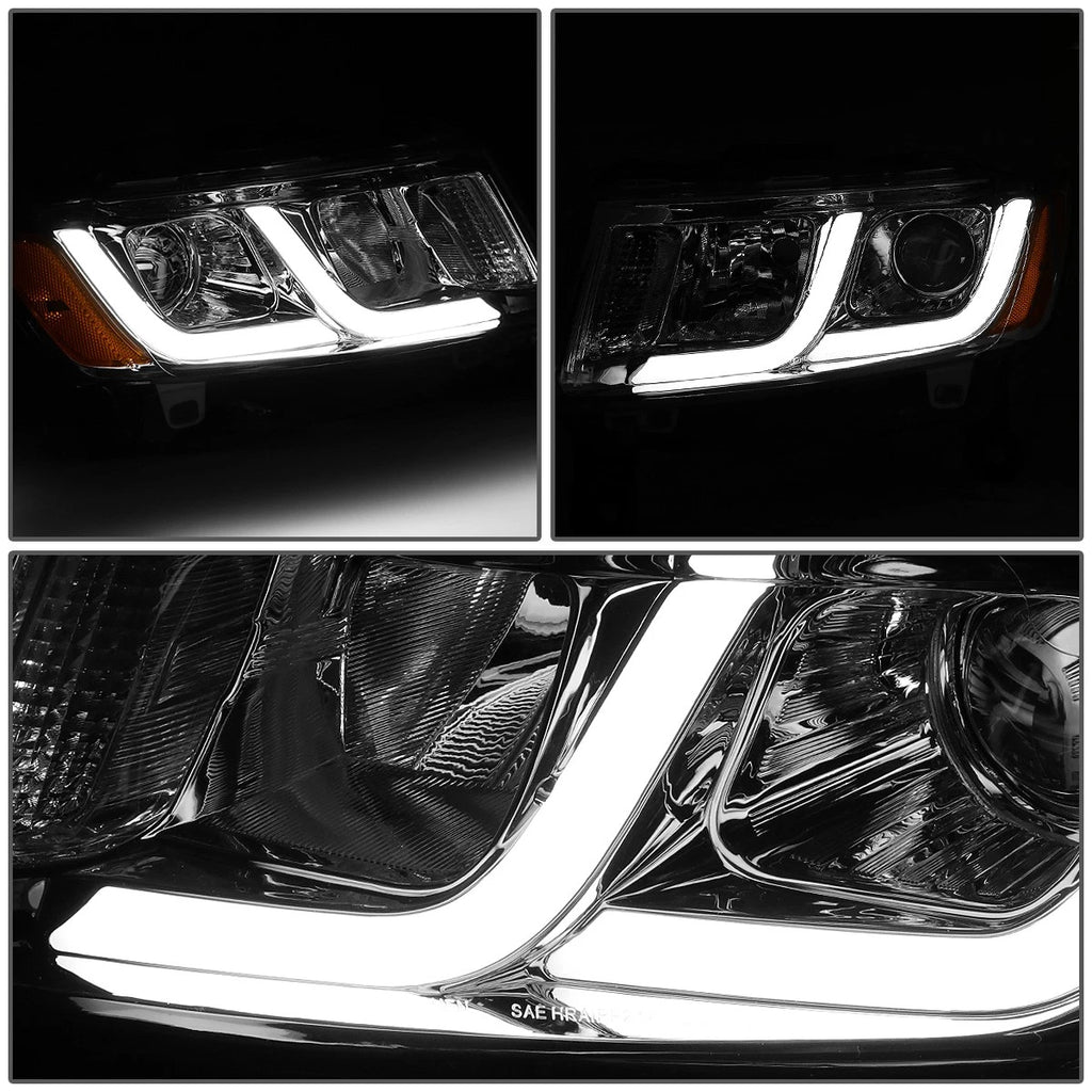 Pair of LED Chrome Amber Projector Headlights for Grand Cherokee (2014–2016)