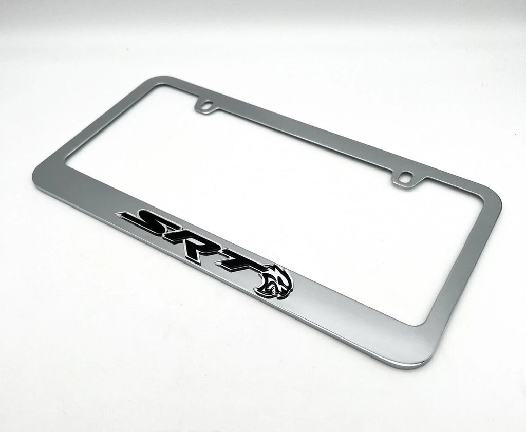Chrome License Plate Frame with SRT Hellcat Emblem for Dodge Charger (2011–2023)
