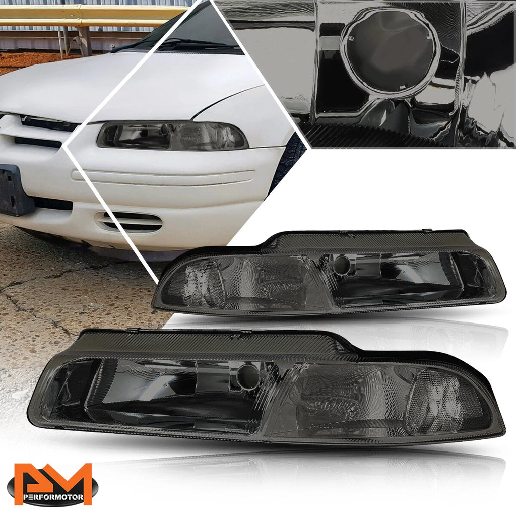 Headlight Lamp Set of 2 for Chrysler Cirrus/Dodge Stratus (1995–2000) Smoked Housing