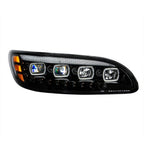 Quad LED Headlights Black with LED DRL Sequential for Peterbilt (2018–2021)