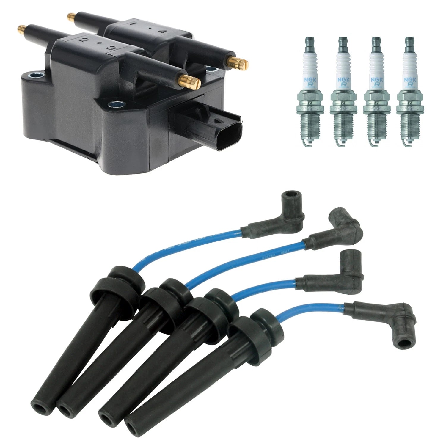 Set of 4 Hitachi Ignition Coils & NGK Spark Plugs for Eclipse L4 (1995–1999)