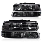Pair Clear Lens Black Housing Headlights for Silverado/Suburban (1999–2006)