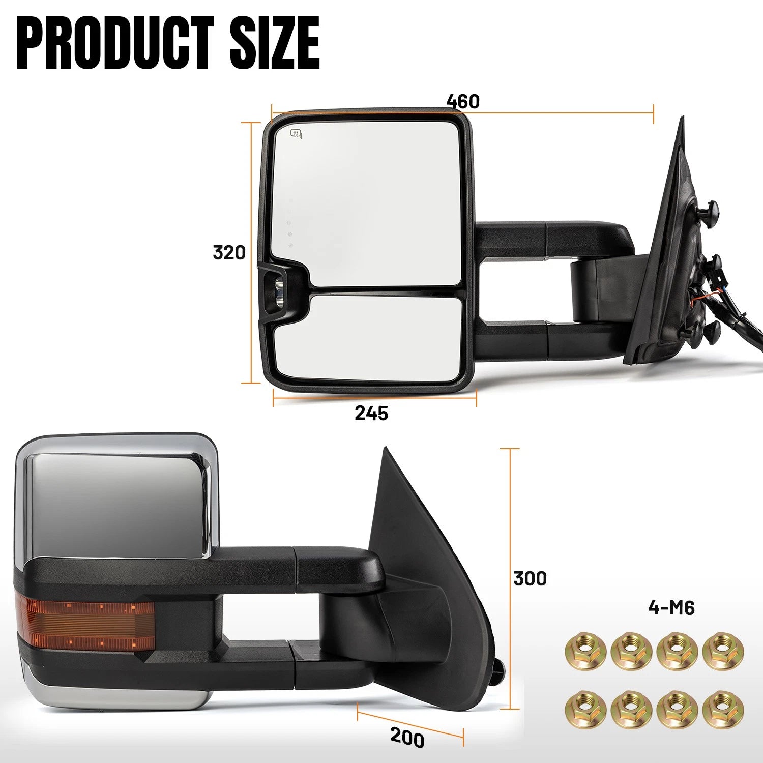 2 Towing Mirrors with Turn Signal for Chevy Silverado 1500 (2014–2018)