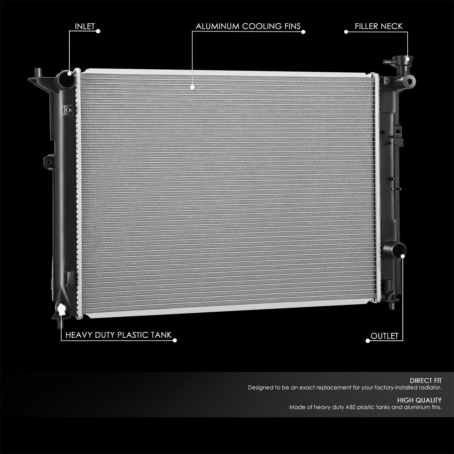 Aluminum Core Radiator for Hyundai Genesis 5.0L (2015–2016) DPI 13456