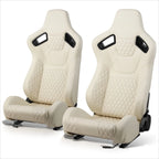 2Pcs Reclinable Racing Seats for Universal Fit (Leather, White)