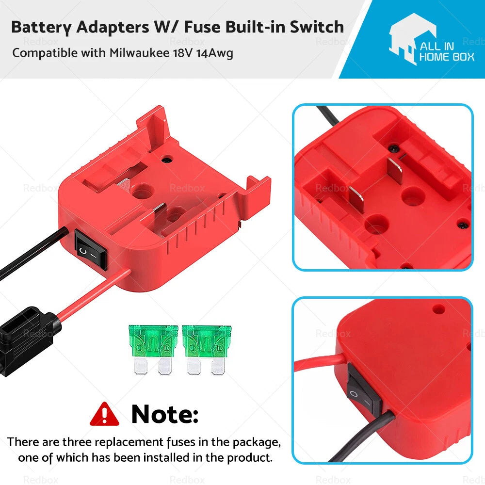 Battery Adapter with Fuse Switch for Milwaukee 18V (Compatible)