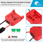 Battery Adapter with Fuse Switch for Milwaukee 18V (Compatible)