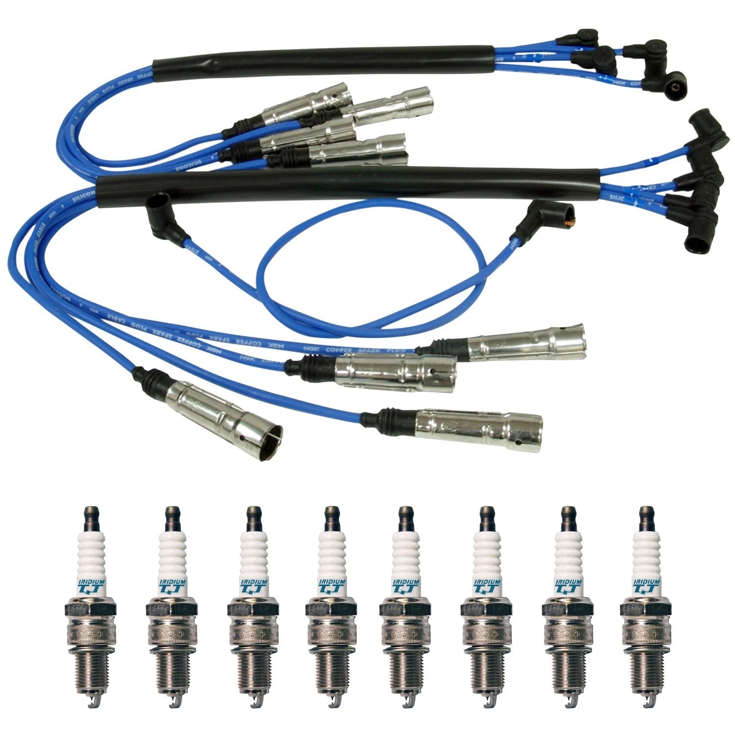 NGK Wire Set & Denso 8 Iridium TT Spark Plugs Kit for Mercedes W126 W116 (1980–1991)