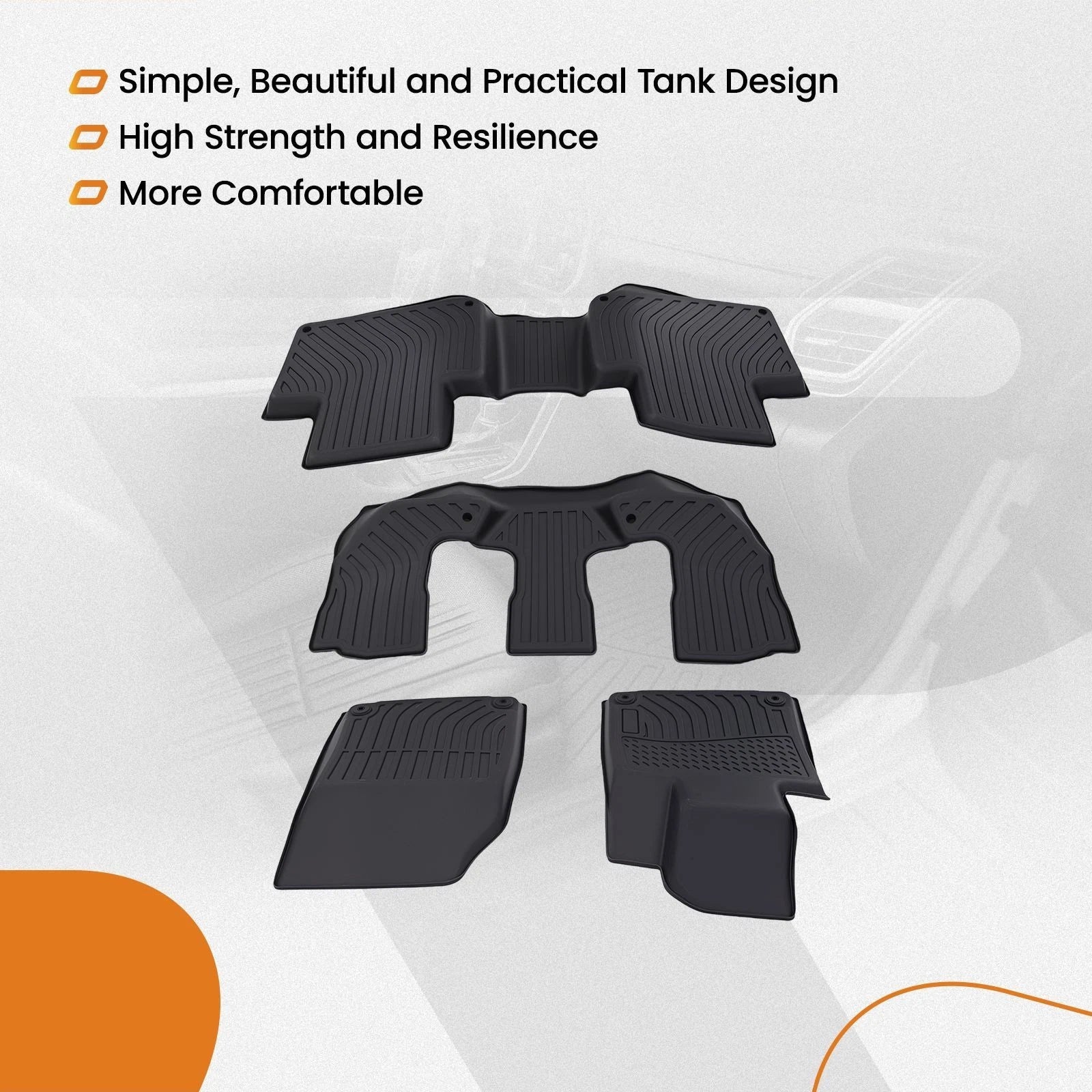 Set of 4 Black TPE Carpet Floor Mats for Volvo XC90 (2016–2025)