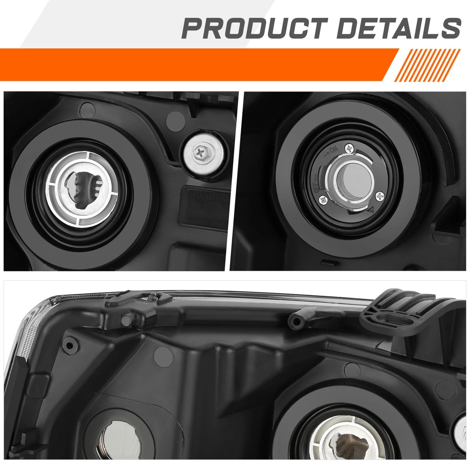 Headlight Lamps for Ford Super Duty (2017–2019) Black Housing Amber Corner