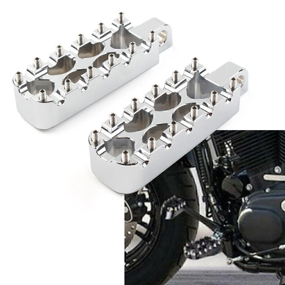 MX Style Foot Pegs for Harley Dyna, Electra, Tri Glide, Softail, V-Rod (Chrome)